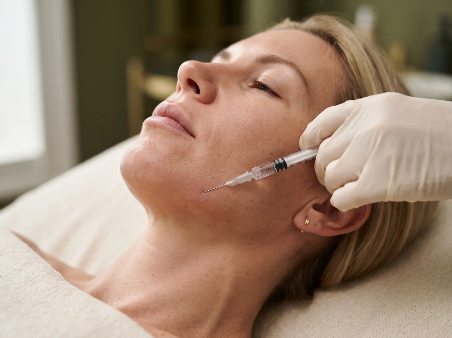 Jawline filler treatment in a private aesthetics setting in Marylebone
